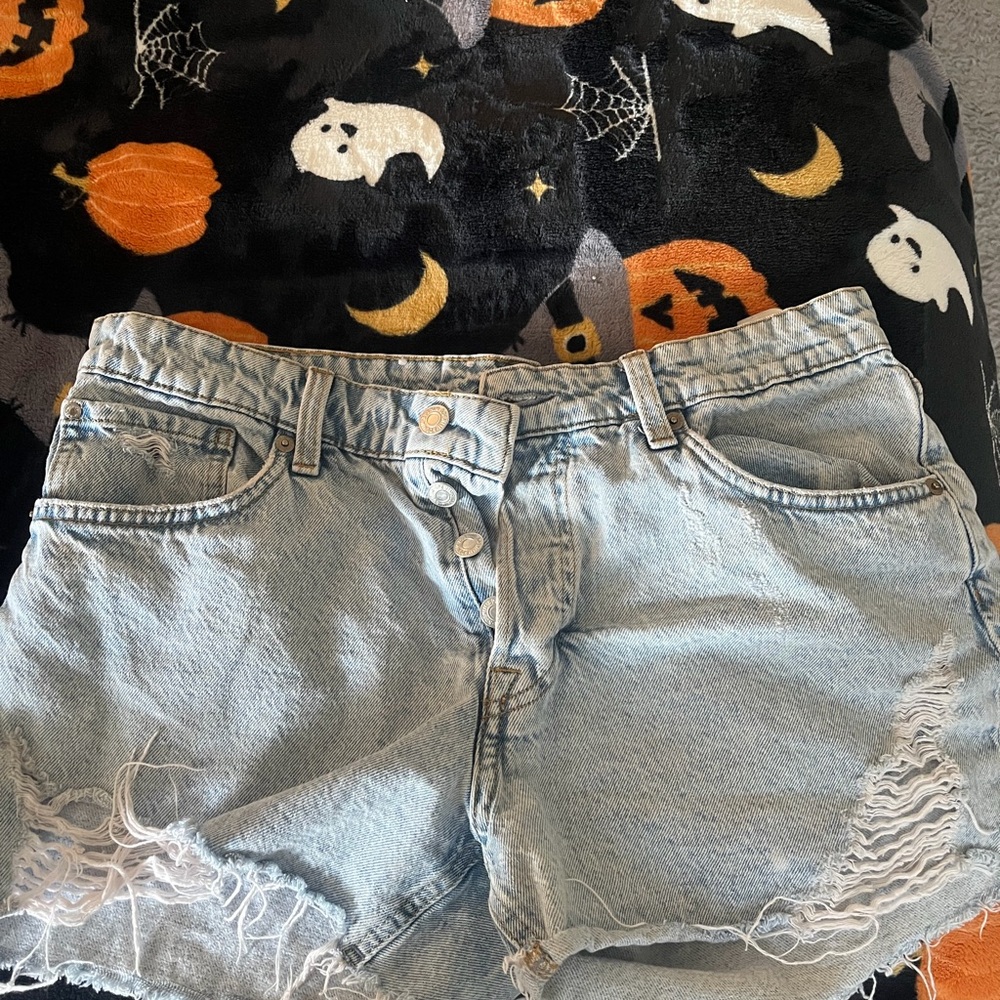 Aeropostale Light Blue Distressed Jean Shorts